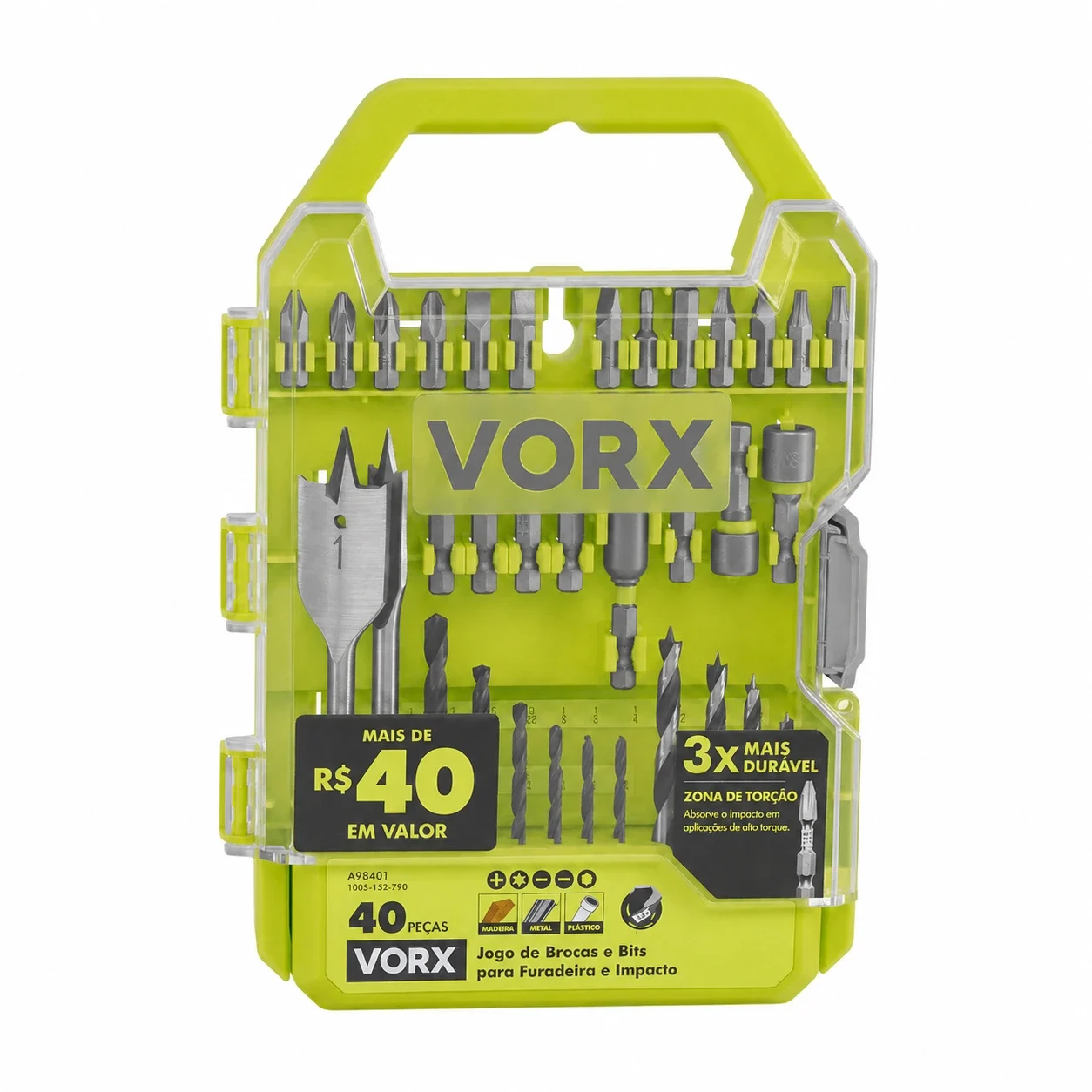 KIT 40 peças para furadeira e parafusadeira de impacto