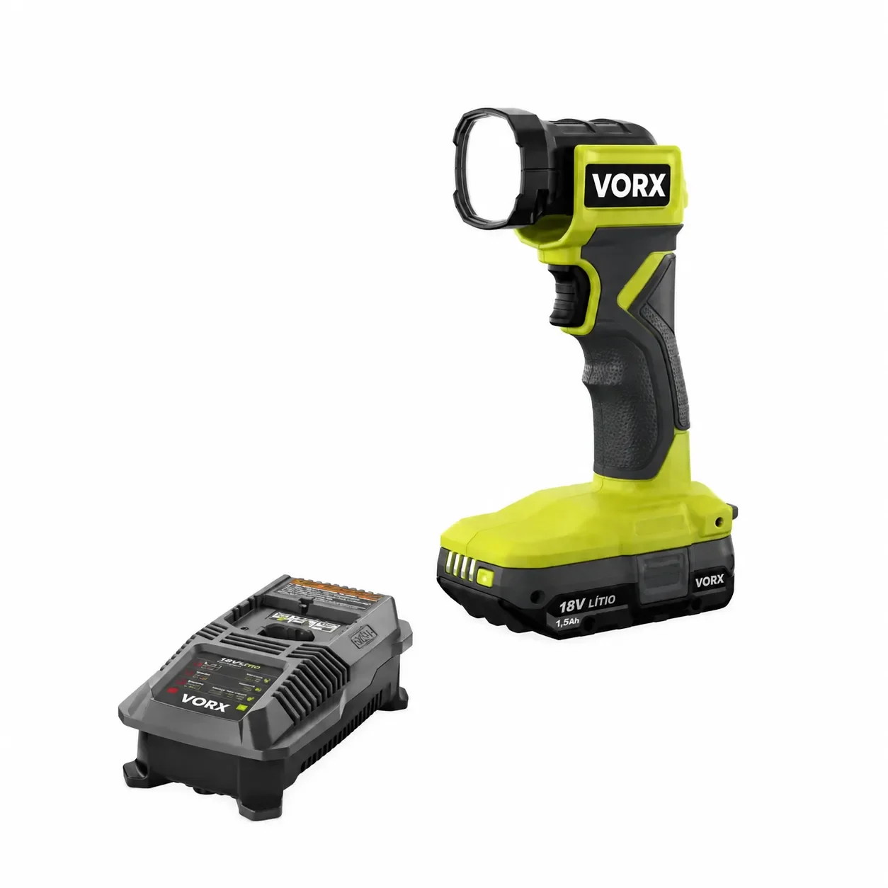 Lanterna LED VORX+ 18V 280 Lúmens com Bateria 1,5 Ah e Carregador